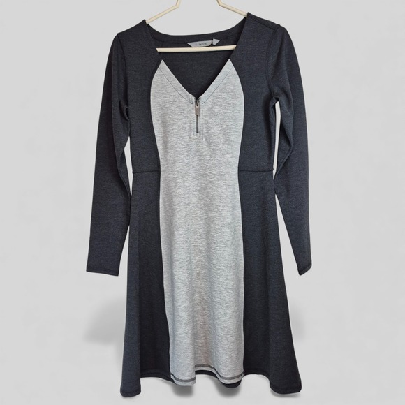 Athleta Whereupon Athleisure Womens Size Small Dress Gray Black Zip Neck - Picture 2 of 11